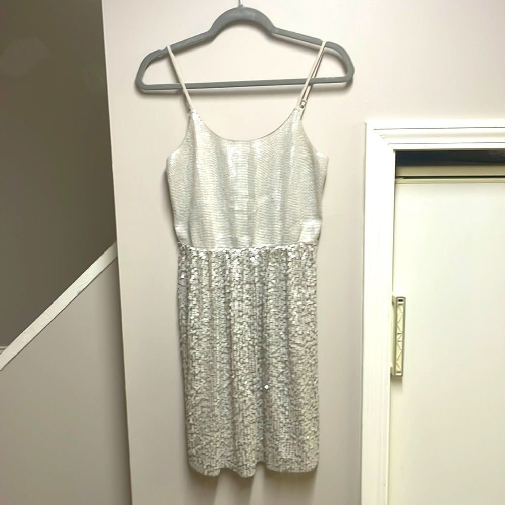 Express dress, white sequin
